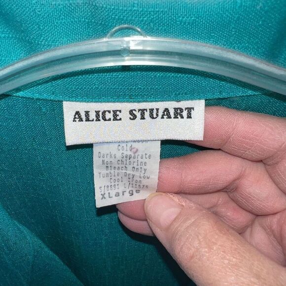 Vintage Alice Stuart One Button Blazer Jacket Women's size X-Large Green Office - Picture 6 of 12